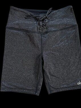 Alo Yoga High-Waist Lace-Up Glitter Short Black/Silver S — Great Condition
